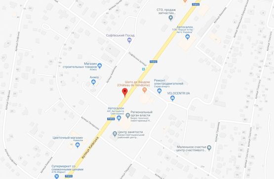 Схема рекламної площини за адресою Софіївська Борщагівка, ул.Киевская (автомобильная дорога Т-10-12 Киев-Боярка)