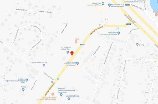 Схема рекламної площини за адресою Софіївська Борщагівка, ул.Киевская (автомобильная дорога Т-10-12 Киев-Боярка)