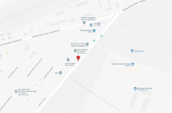 Схема рекламной плоскости по адресу Вишневе, ул.В.Стуса, возле автомойки МаксМойка