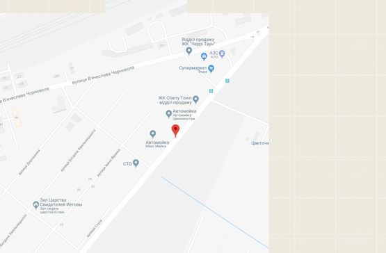 Схема рекламной плоскости по адресу Вишневе, ул.В.Стуса, возле автомойки МаксМойка