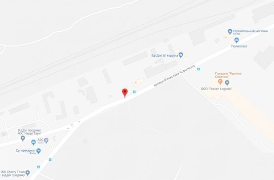 Схема рекламной плоскости по адресу Вишневе, Автодорога О101304 Киевское Полукольцо-Крюковщина-Боярка, ул.Чорновола, 37, за остановкой