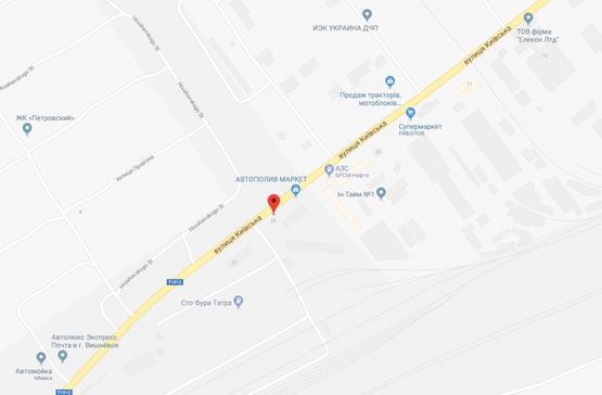 Схема рекламной плоскости по адресу Святопетрівське, ул.Киевская, возле заправки БРСМ (автомобильная дорога Т-10-12 Киев-Боярка)