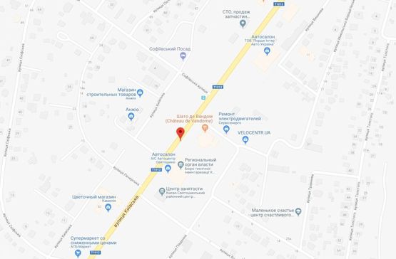 Схема рекламной плоскости по адресу Софіївська Борщагівка, ул.Киевсквя, возле ресторана Околица