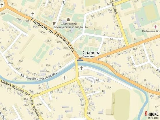 Схема рекламної площини за адресою м. Свалява, площа головна, навпроти РДА