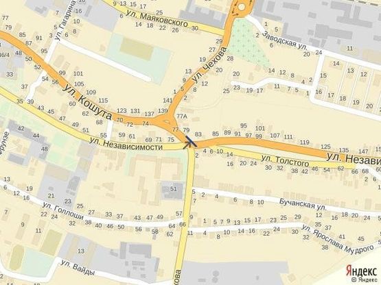 Схема рекламной плоскости по адресу м. Тячів перехрестя вул. Незалежності, Шапошнікова та площі Карла Маркса, напроти автобусної стоянки