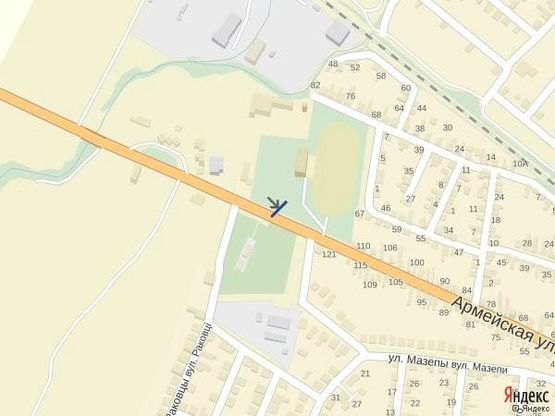 Схема рекламной плоскости по адресу м. Тячів вул.Армійська, біля АЗС, ресторну, меблевого салону, автомийки вїзд в місто з сторони м.Хуст, Ужгород, біля стадіону