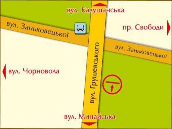 Схема рекламной плоскости по адресу м. Ужгород, вул. Грушевського