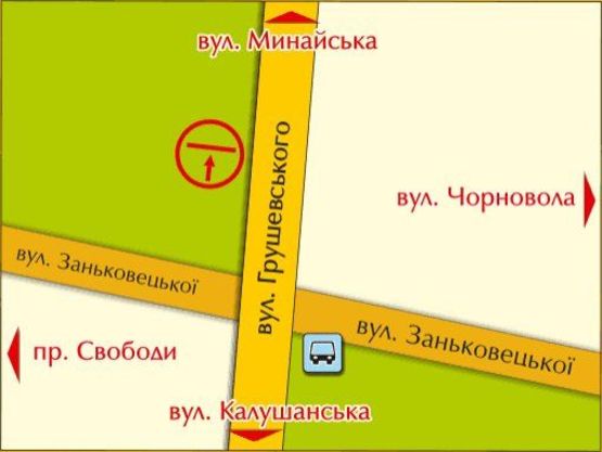 Схема рекламной плоскости по адресу м. Ужгород, вул. Грушевського