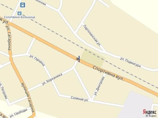 Схема рекламной плоскости по адресу смт.Солотвино,вул. Спортивна в сторону м.Рахів, біля ринку,авторинку.