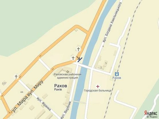 Схема рекламной плоскости по адресу м. Рахів, вул. Миру центр міста