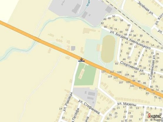 Схема рекламной плоскости по адресу м. Тячів вул.Червоноармійська, вїзд 150м.стадіон, ресторани, аква парк, азс в сторону м. Рахів