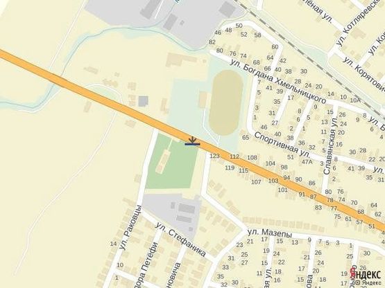 Схема рекламной плоскости по адресу м. Тячів вул.Червоноармійська, вїзд 100м.стадіон, ресторани, аква парк, азс в сторону м. Рахів