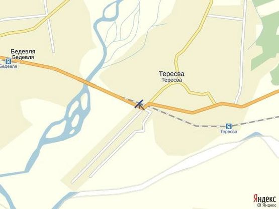 Схема рекламної площини за адресою смт.Тересва,вул.Народна (Леніна ) в сторону м.Тячів