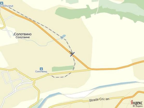 Схема рекламної площини за адресою смт.Солотвино,вул.Спортивна, ( переїзд ) в сторону м.Рахів