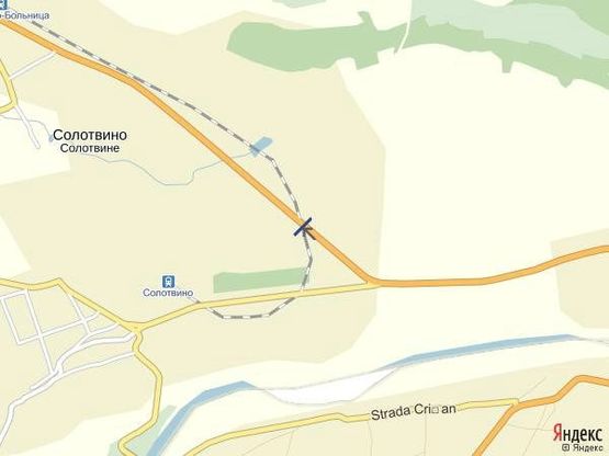 Схема рекламної площини за адресою смт.Солотвино,вул.Спортивна, ( переїзд ) в сторону м.Мукачево