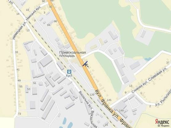 Схема рекламної площини за адресою м. Хуст, вул. Івана -Франка, автоснанція, в сторону м. Рахів