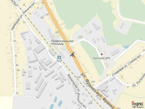 Схема рекламной плоскости по адресу м. Хуст, вул. Івана-Франка, автостанція,  заїзд в центр міста, в сторону м.  Ужгород