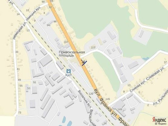 Схема рекламной плоскости по адресу м. Хуст, вул. Івана -Франка, автоснанція, в сторону м. Рахів