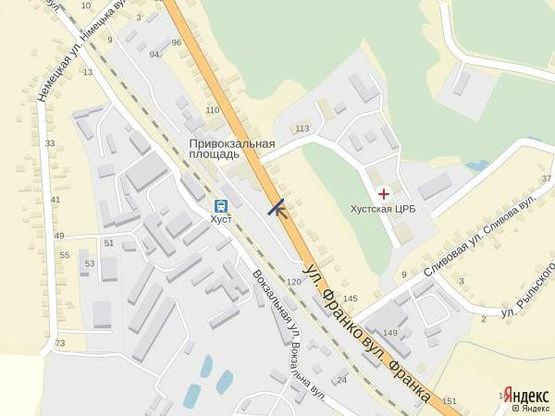 Схема рекламной плоскости по адресу м. Хуст, вул. Івана-Франка, автостанція,  заїзд в центр міста, в сторону м.  Ужгород