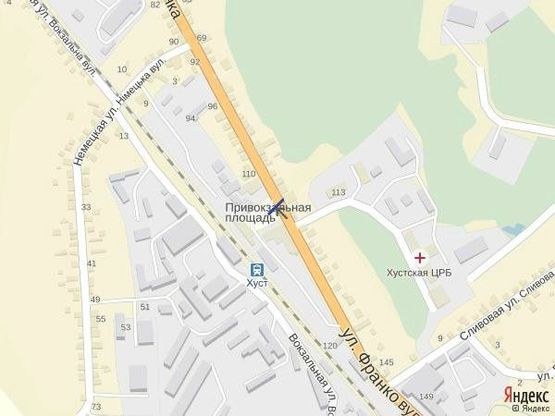 Схема рекламной плоскости по адресу м. Хуст, вул. Івана-Франка, автостанція,  заїзд в центр міста, в сторону м.  Ужгород