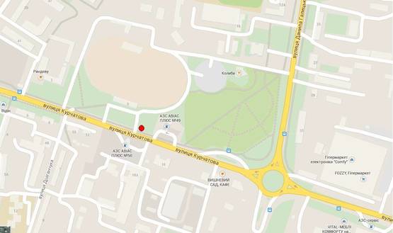 Схема рекламной плоскости по адресу м. Рівне вул. Курчатова 3, неподалік автозаправки “Авіос”, в’їзд на стадіон “Мототрек”