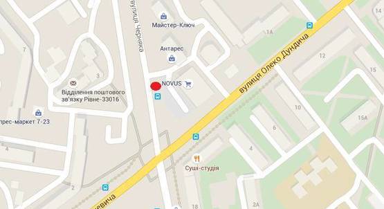 Схема рекламної площини за адресою м. Рівне вул. Богоявленська (колишня Черняка), навпроти зупинки громадського транспорту (біля супермаркетів ”Фреш” , ”NOVUS” , "Torba")