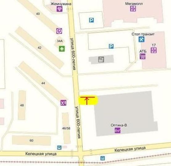 Схема рекламной плоскости по адресу вул. 600-річчя, 19