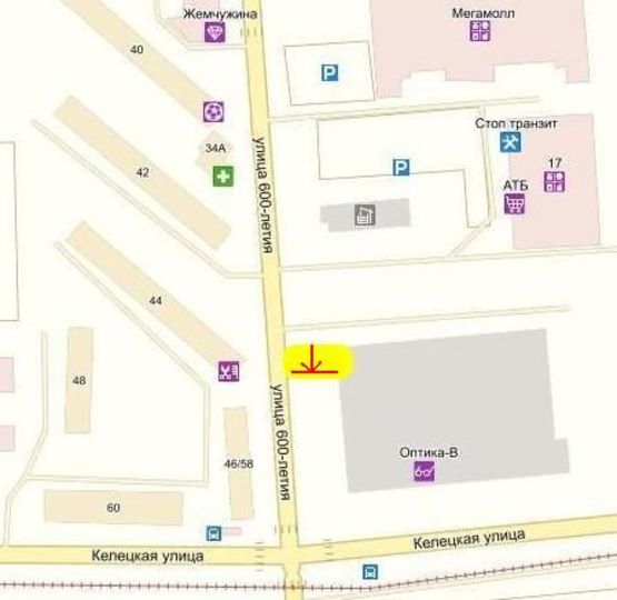 Схема рекламной плоскости по адресу вул. 600-річчя, 19