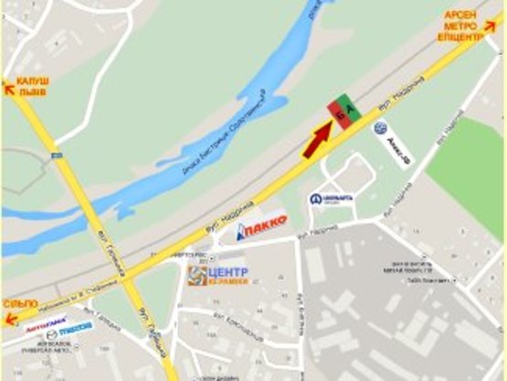 Схема рекламной плоскости по адресу Надрічна, 4а (автосалони)