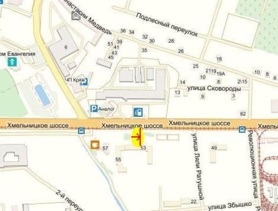 Схема рекламной плоскости по адресу вул. Хмельницьке шосе, 53