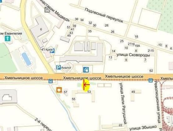 Схема рекламной плоскости по адресу вул. Хмельницьке шосе, 53