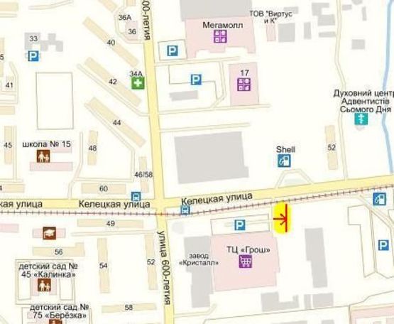 Схема рекламної площини за адресою вул. Келецька, Гіпермаркет "Грош"