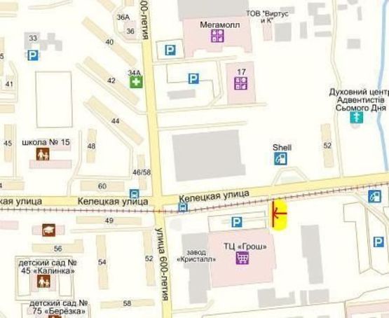 Схема рекламной плоскости по адресу вул. Келецька, Гіпермаркет "Грош"