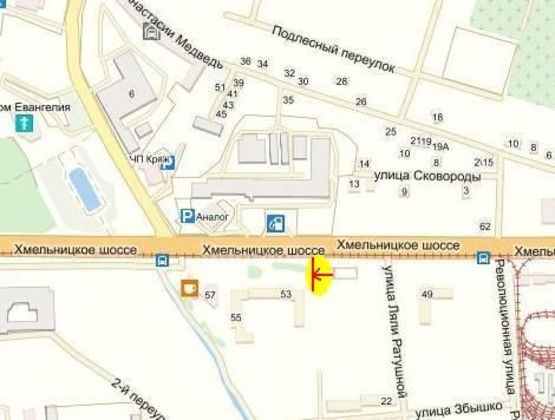 Схема рекламной плоскости по адресу вул. Хмельницьке шосе, 51