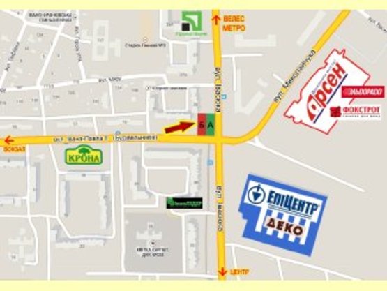 Схема рекламной плоскости по адресу Іоана Павла II - Івасюка №1  (ТЦ Арсен,ГМ Епіцентр)