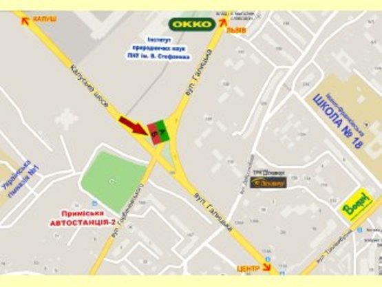 Схема рекламної площини за адресою Галицька, 128(навпроти Радіозаводу)