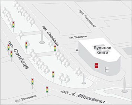 Схема рекламной плоскости по адресу Міцкевича пл., 8