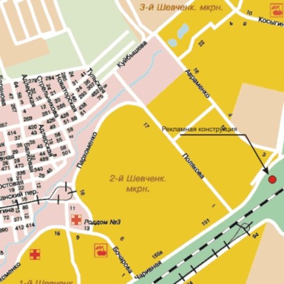 Схема рекламной плоскости по адресу 168_Запорожье_ул Чаривная \ул Авраменко АМСТОР стоянка