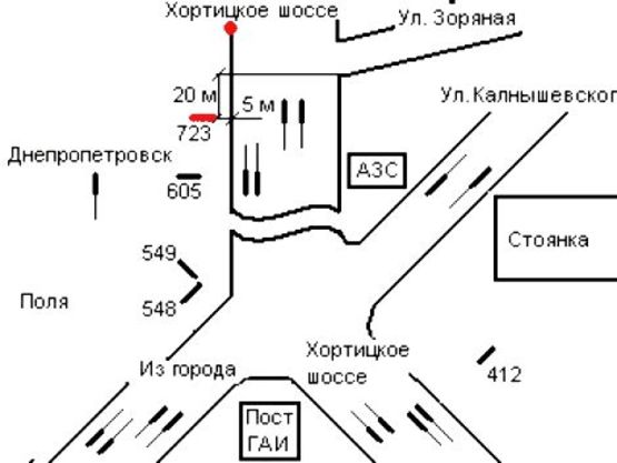Схема рекламной плоскости по адресу 070_Запорожье_ул.Истомина/Хортицкое шоссе