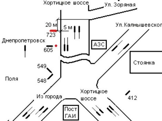 Схема рекламной плоскости по адресу 071_Запорожье_ул.Истомина/Хортицкое шоссе