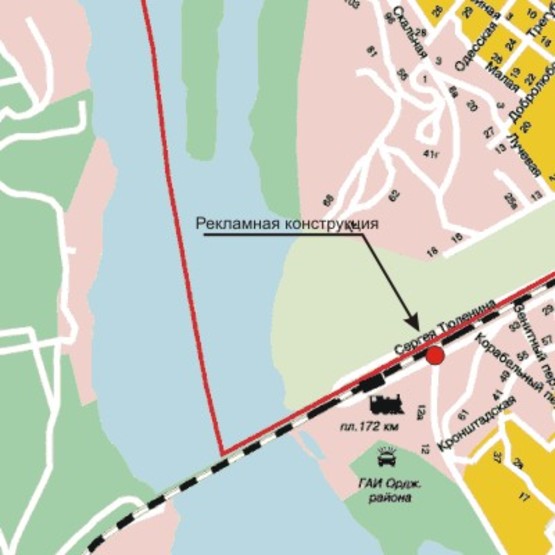 Схема рекламной плоскости по адресу 158_Запорожье_Набережная магистраль Тюленина