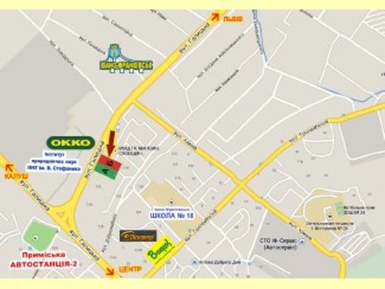 Схема рекламной плоскости по адресу Галицька, 132 (навпроти ОККО)