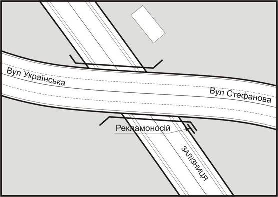 Схема рекламной плоскости по адресу 160_Запорожье_ул Украинская ул Стефанова