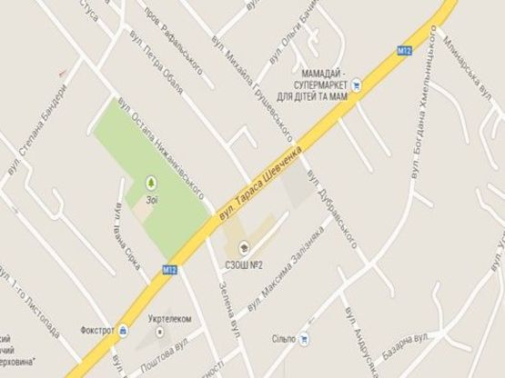 Схема рекламной плоскости по адресу вул.Шевченка, 145 (біля магазину ВІНКОМ)