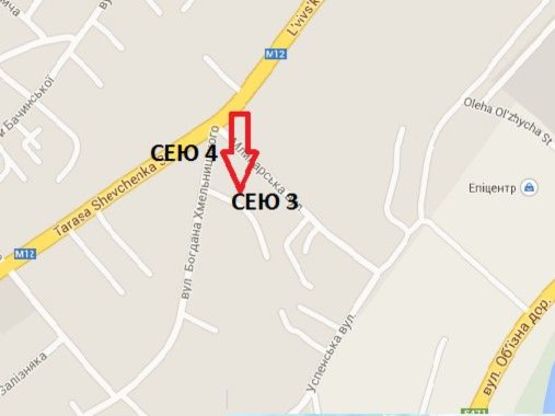 Схема рекламной плоскости по адресу вул.Хмельницького, 76 (дорога до Сільпо)