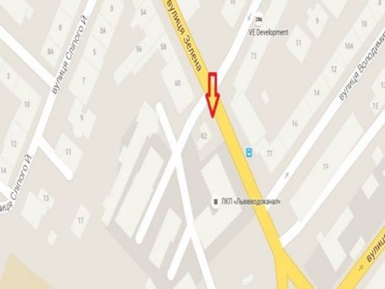 Схема рекламной плоскости по адресу вул. Зелена, водоканал