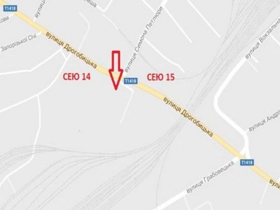 Схема рекламной плоскости по адресу вул. Дрогобицька, шляхопровід