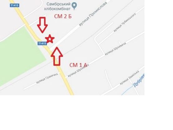 Схема рекламной плоскости по адресу виїзд з Самбора на Мостиська