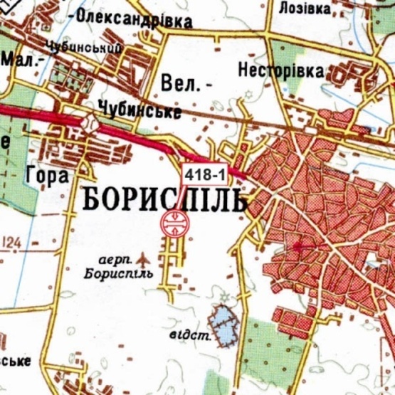 Схема рекламної площини за адресою Бориспольская трасса в г.Борисполь (27+450, 800 м после АТБ-Маркета )