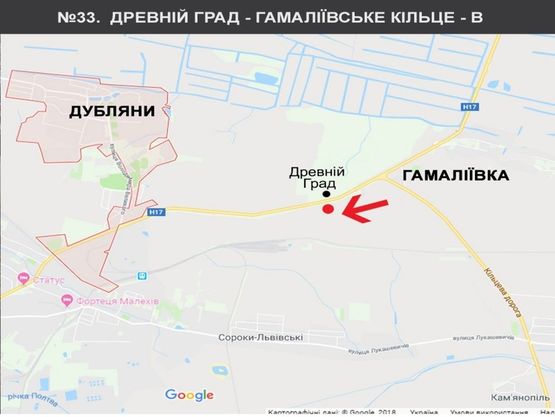 Схема рекламной плоскости по адресу Древній Град до Дубляни